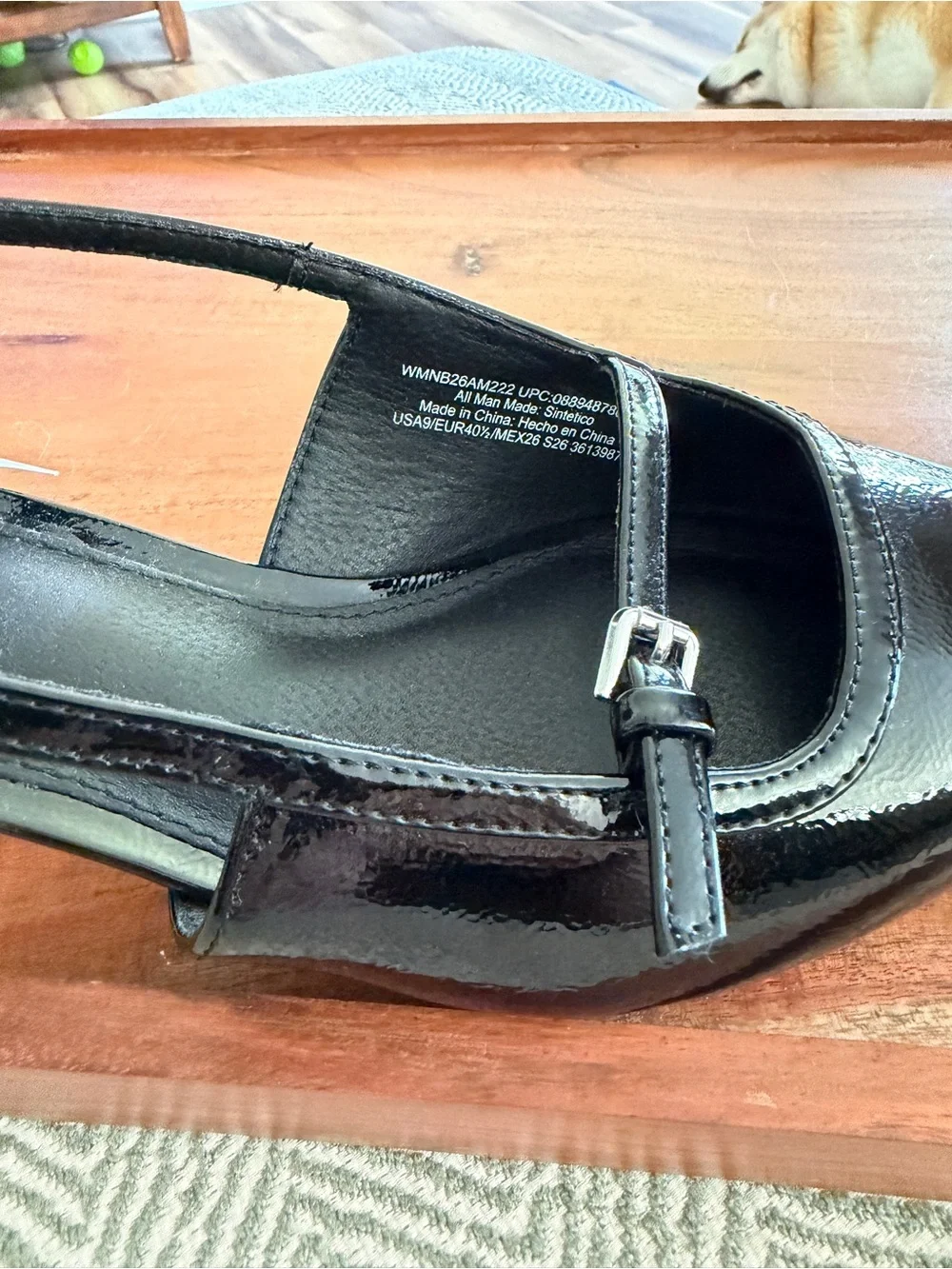 Black Patent Pointed Toe Slingback Kitten Heels Size 9 NWT